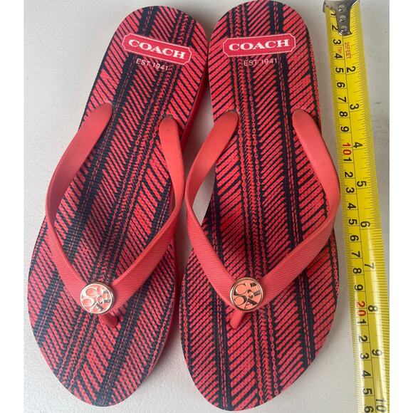 Coach Alessa Red Women Flip Flop Coral 9-10 - Picture 4 of 6